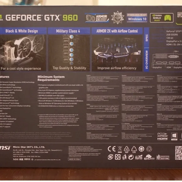 MSI GeForce GTX 960 2GB PCIe 3.0 Overclock Edition Video Card (GTX-960-2GD5T-OC)